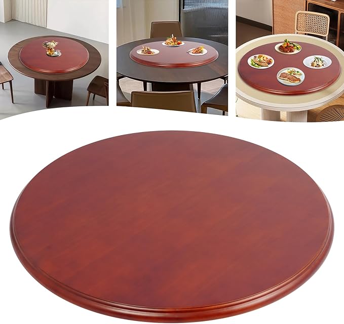 27.56in Wooden Lazy Susan, 360°Rotating Dining Table Turntable, Large Serving Tray Organizer for Family Dinners Banquets Restaurants Kitchen Dining Room