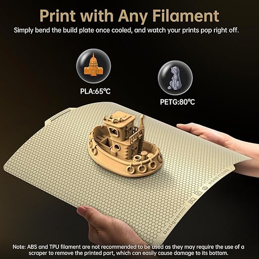 BIQU Designer Series Panda Build Plate for Bambu-Lab P1P/P1S/P2S/X1C/X1E/A1 [Honeycomb + Houndstooth] 257x257mm 3D Printers Spring Steel Removable Surface Platform