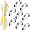 8 Pcs Stainless Steel Napkin Rings Metal Napkin Ring Holders Valentine's Day Modern Serviette Buckles Metallic Adornment for Spring Table Kitchen Dinner Party Wedding(Bright Silver Semicircle)