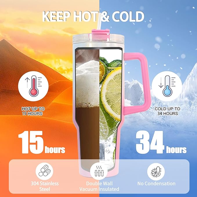40 oz Sublimation Tumbler with Handle Lid and Straw 20 Pack Gradient Glitter Stainless Steel Double Wall Vacuum Insulated Bulk Sublimation Blank Mixed Colors