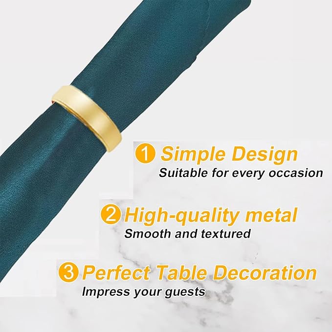 8 Pcs Matt Gold Napkin Rings - Metal Napkin Ring,Stainless Steel Napkin Rings for Table Settings Wedding Christmas Party Dinner Table(Semicircle)