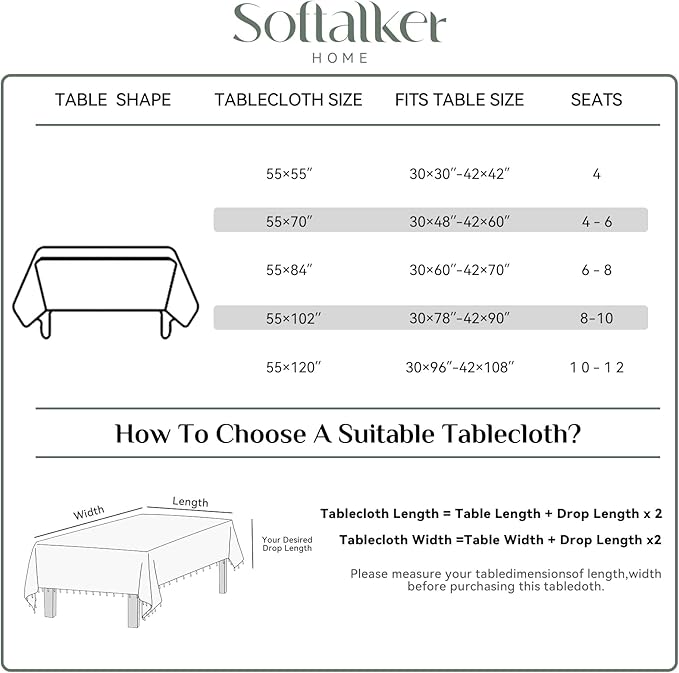 Softalker Checkered Tablecloth Rectangle, Outdoor Linen Cotton Gingham Table Cloth with Tassel, Heavy Duty Wrinkle Free Buffalo Plaid Table Cover for Kitchen Dining Home Party - 55 x 84 Inch, Yellow