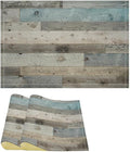 Rustic Plank Placemat Set, Vintage Old Shabby Colorful Beige Brown Blue Farmhouse Barn Wooden Board Pattern Home Decor Linen Table Mats for Dining Room Kitchen Party (17x12in) x2P