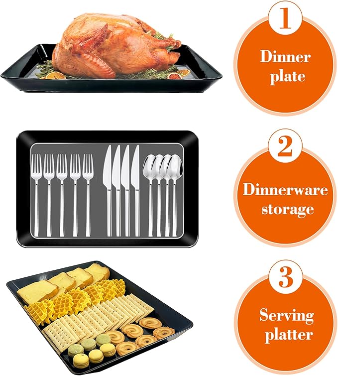 Serving Tray Platter, 2 Pcs Food Tray for Veggie Fruit Snack Dessert Cookie Cheese, Food Trays for Party Supplies Display, Plastic Platters for Serving Food, Large Trays, BPA Free