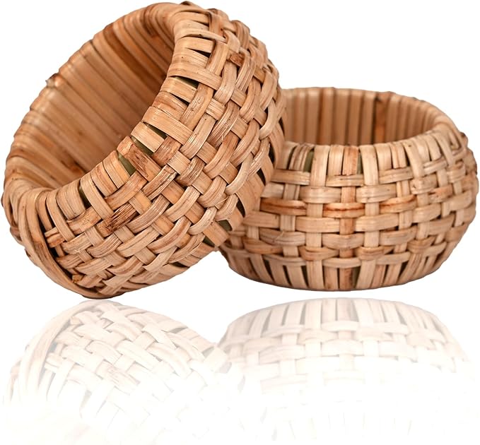 ALPHA Living HOME Napkin Rings Set of 12 - Handmade Decorative Serviette Rings for Dining Table, Weddings, Parties, Events, Holiday Gatherings, and Everyday Use Boho Rustic Farmhouse Décor (Brown)