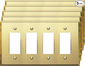 LIDER Reflective Acrylic Decorator Wall Plate, Mirrored Light Switch Plate, Plexiglass Outlet Cover, Acrylic Glass, Oversized 4-Gang 5.25" x 8.88", LWP-34O-AGD5P, Gold, 5 Pack