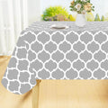 Smiry Rectangle Table Cloth, Waterproof Vinyl Tablecloth with Flannel Backing for Rectangle Tables, Wipeable Spillproof Plastic Tablecloths for Dining, Indoor and Outdoor (60"x120", Light Grey)