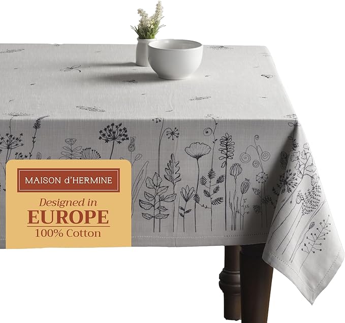 Maison d' Hermine Table Cloth Rectangle Table 100% Cotton 54 x 72 Inches Tablecloth Reusable Decorative for Dining Room Farmhouse Home Valentines Day Decorations Spring Summer - Flore