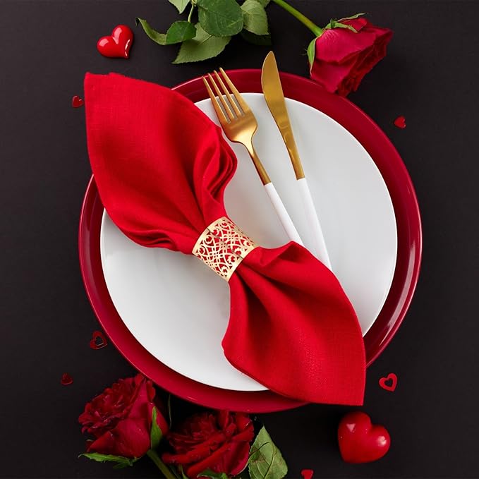 uxcell 100Pcs Napkin Rings Laser Cut Foil Paper, Napkin Holder Hollow Napkin Bands for Weddings Party Serviette Table Decoration Restaurant (Reflective Gold, 5.3 x 1.6)