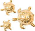 Golden Turtle Statue Set,Sculptures Gold Turtle Ornament Ceramic Statue Home Accessories Gold Desk Home Indoor Decorative Collectible Decor or Elders (3 Pieces)