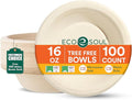 ECO SOUL 100% Compostable 16 Oz Soup Bowls [100-Pack] Disposable dessert bowls I Heavy duty paper bowl I Eco-friendly salad bowl I Biodegradable large Bowls
