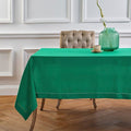 Solino Home Linen Emerald Green Tablecloth 52 x 52 Inch - 100% Pure Linen Square Table Throw - Classic Hemstitch, Machine Washable Table Cloth for St Patricks Day