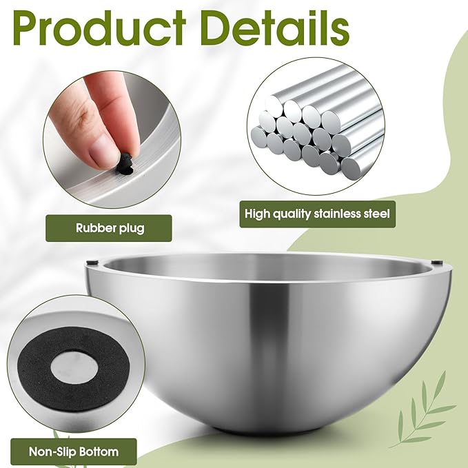 Honeydak 1 Pack 35 oz Dip Chiller Bowl Stainless Steel Double Walled Insulated Ice Serving Bowl for Parties Salsa, Guacamole, Condiments, Sauces, Salad & Food Hot or Cold