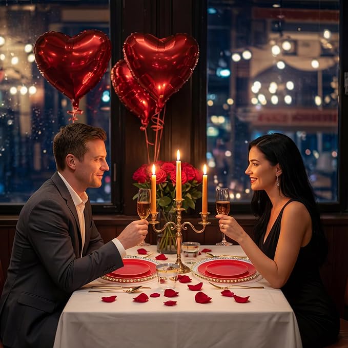 WDF 300Pcs Red Disposable Plates - Red Plastic Plates - 50guest Disposable Dinnerware Include 50 Dinner Plate, 50 Dessert Plate, 150 Cutlery & 50 9oz Cups for Valentine's Day & Parties