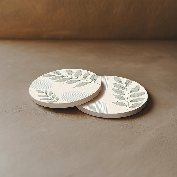 VEYRO Ceramic Coasters Set of 6 – Absorbent Stone Drink Coasters with Holder, Non-Slip Cork Backing, Modern Marble Look Coasters for Coffee Table, Desk & Home Decor