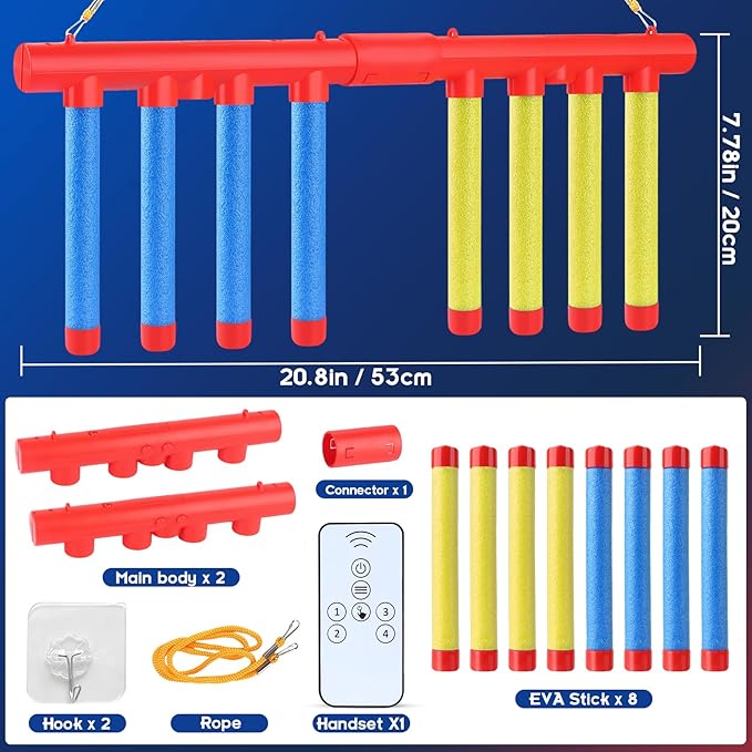 Reflex Sticks Challenge Game with Remote Control in 3 Speed Modes for Solo/Dual Play,Hand Eye Coordination & Reaction Training Toy,Reflex Drop Sticks Game for Kids Adults(Battery Free)