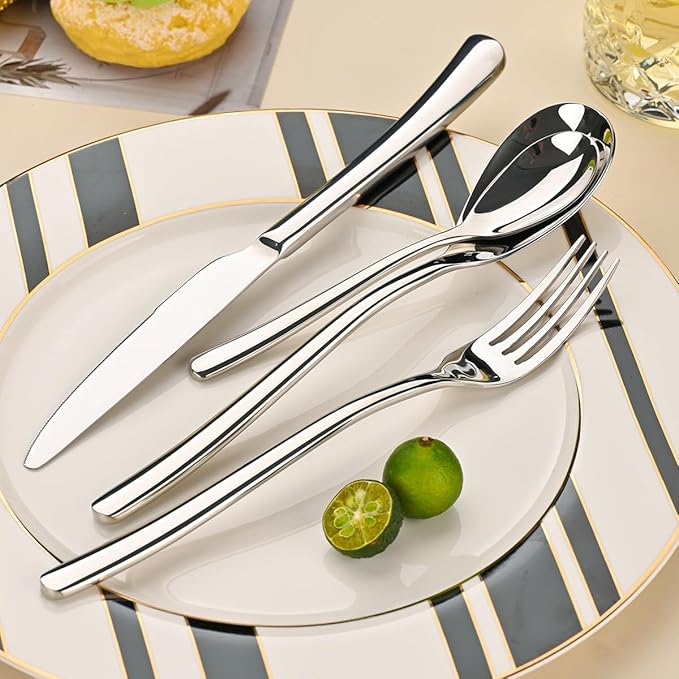 Modern Silverware Set for 4 Premium 20 Piece Flatware Set 18/10 Stainless Mirror Polished Nice Weight Utensils for Home Kitchen