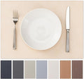 Faux Leather Placemats Set of 12 Vinyl Washable Wipeable Table Mats for Kitchen Dining Table Heat Resistant Waterproof Modern Indoor/Outdoor Placemats Non-Slip Easy Clean Place Mats (Beige)