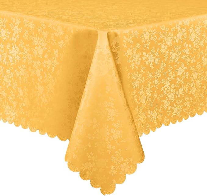 Smiry Rectangle Table Cloth, Waterproof Heavy Duty Vinyl Tablecloths, Wipeable Washable Table Cover for Kitchen and Dining Room (Mustard Yellow, 54" X 78")