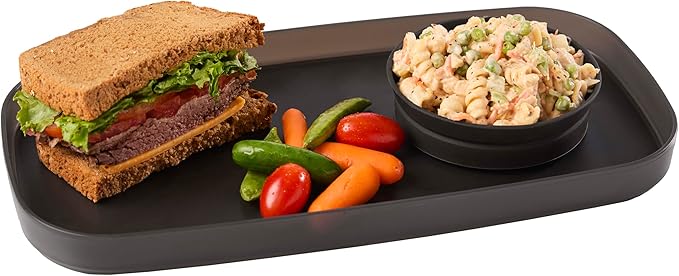madesmart dipware Small Serving Plate, Stackable & Removable Dip Bowl for Salsa, Queso, Salad, Olives, Dishwasher & Microwave Safe, Multipurpose Plate & Bowl, Carbon