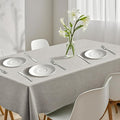 Rectangular Tablecloth Linen Texture Waterproof and Stain-Resistant Table Cloth, Kitchen Dining Table Decoration, 52 x 70 inch Fabric Natural Color