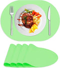 Oval Silicone Placemat Set of 4,Heat Resistant Placemats, Silicone Table Mats,Non-Slip Dining Mat for Home,Waterproof Easy Clean Kids Placemats,17"x12" Ultra-Thin Translucent (4Pcs, Green)