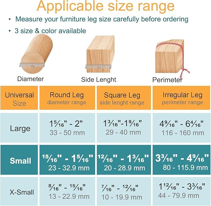 32 Pcs Chair Leg Floor Protectors - Silicone Felt Pads, Scratch-Proof & Noise-Free, Easy Smooth Moving, Small Size (Fits Round Chair Legs: 5/16" to 1-5/16" Diameter)