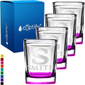 Personalized Shot Glasses Set of 4 Initial and Name 2oz Pink Bottom Etched Square Shot Glass Engraved with Custom Text Birthday or Christmas Gift for Women