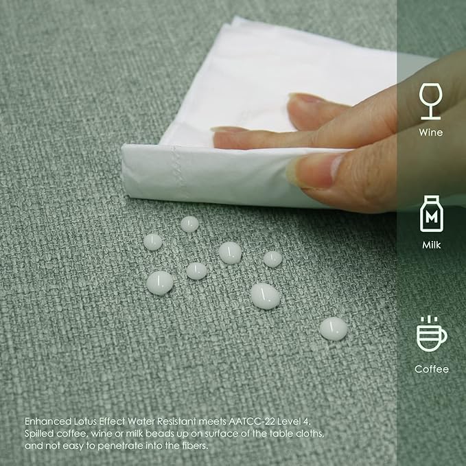 BALCONY & FALCON Square Tablecloth - Small Waterproof Table Cloth, Wrinkle Resistant Table Cover Linen Fabric Tablecloths for Dining Kitchen Wedding and Outdoor Decoration (Celadon Green, 55"x55")