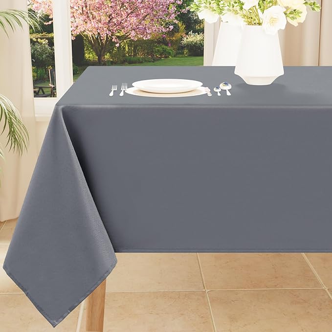 Smiry Rectangle Table Cloth, Waterproof Anti-Scratch Polyester Tablecloth, Decorative Washable Fabric Table Cover for Dining, Buffet, Parties and Outdoor, 60x84, Grey