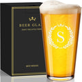 Personalized Beer Glasses Gifts for Men, 16 oz Pint Glasses Monogrammed A-Z Drinking Glass Cups Customized Gift, Unique Christmas Anniversary Birthday Gifts for Men Him Dad Brother Husband Grandpa (S)