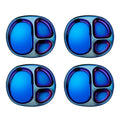 Ahimsa Stainless Steel Plates For Kids, Pediatrician Designed Divided Plates for Toddlers & Baby, Non Toxic, Unbreakable & Dishwasher Safe, Iridescent Blue Set of 4