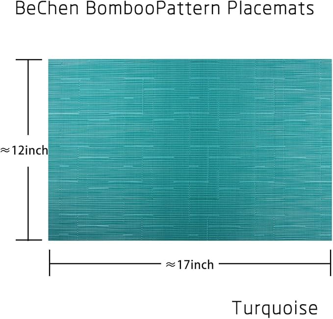 Plastic Placemats,Non Slip Washable Placemats for Dining Table Wipe Clean Table Mats Set of 6 (Cyan Blue)