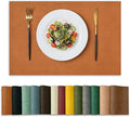 Artoid Mode Rust Faux Leather Placemats Set of 4, 12x18 Inch Waterproof Wipeable Heat Resistant Vinyl Place Mats, Reversible Table Mats for Fall Kitchen Dining Decor