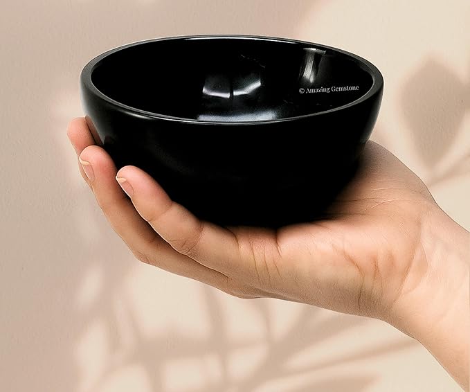 Black Tourmaline Crystal Bowl - 3 Inch Decorative Bowls for Room and Home Decor - Gemstone Healing Crystals for Elegant Display, Positive Energy Balance and Gift