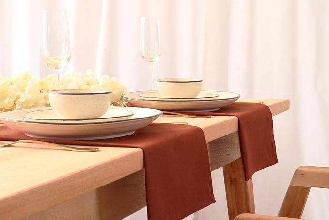 PurpleEssences Rust Set of 6 Cloth Dinner Napkins 100% Cotton 18x18 Inch - Soft Durable Washable - Ideal for Farmhouse Party Christmas Holiday Winter - Perfect Everyday Use Table Linen - Rust