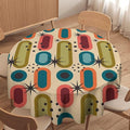 Mid Century Bohemian Round Tablecloth, Modern Medieval Geometric Abstract Print Tablecloth for Home Party Dining Room Kitchen Decor 70Inch(178cm)