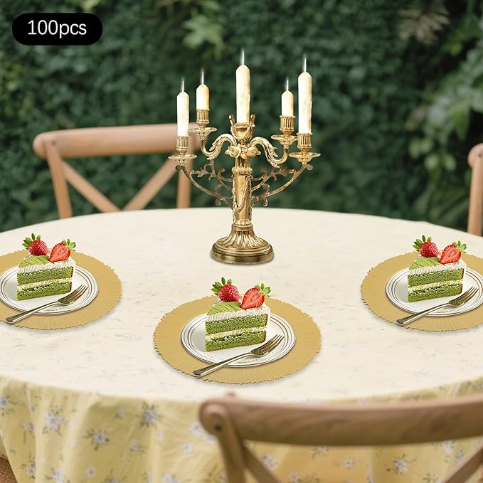 100 Pcs Charger Plates Set, Round Charger Plates, Reusable Serving Plates Embossed Rim Plastic Chargers Plate Decorative Round Plate Chargers