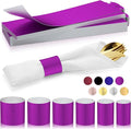 Christmas Napkin Rings Set of 50, 2 Colors in 1, Reusable Adjustable Napkin Bands for Holiday Parties, Wedding, Thanksgiving Table Decor, Waterproof Tear-Proof (Purple) Great Gift Idea