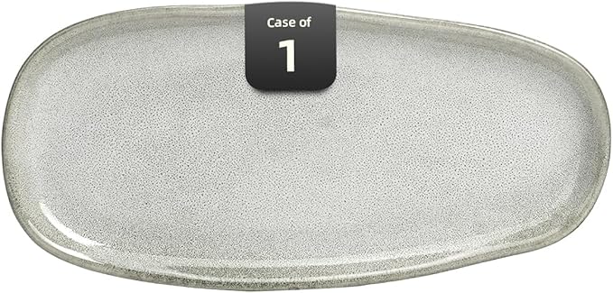 Organic Shape Highland Ceramic Serving Tray, 1pcs 11.625 * 5.125inch Handmade Reactive Glaze ceramic Tray with Wavy Edge, for Kitchen, Microwave & Dishwasher Safe, Scratch Resistant-grey