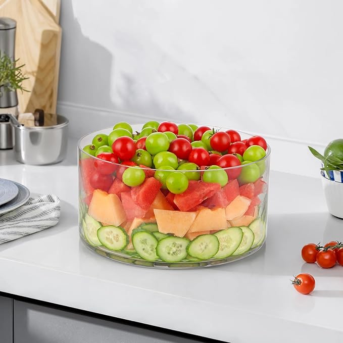 MDLUU Large Glass Salad Bowl,156 Fl Oz, Glass Fruit and Trifle Bowl, Mixing and Serving Bowl for Salads, Dessert, Cake