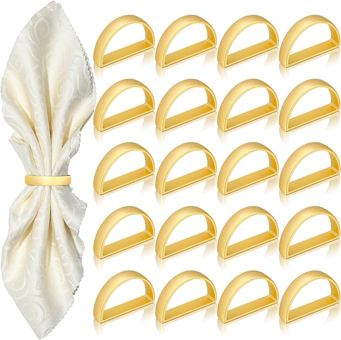 KPOSIYA Napkin Rings Set of 72, Matte Gold Napkin Rings Bulk for Table Settings, D-Shape Napkin Holders Rings for Dinner Table Decor, Easter, Fall,Thanksgiving, Christmas, Party,（Matte Gold,72 pcs）