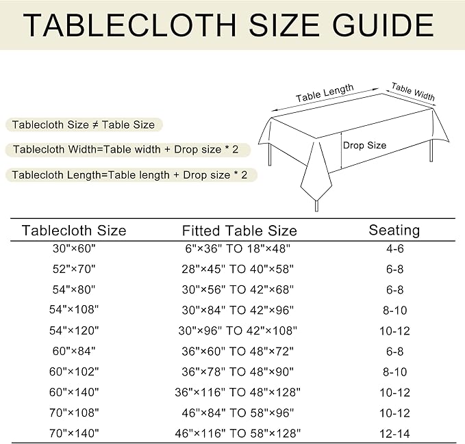 JIUZHEN Faux Linen Farmhouse Tablecloth Rectangular, Wrinkle Stain Resistant Table Cloth Rectangle Table Cover for Kitchen Dining, Holiday Party Dinner, Khaki, 60 x 140 Inch
