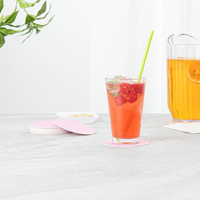 Restaurantware Paper Coasters 1000 Pack of 3.5 Inch Disposable Beverage Coasters Absorbent for Hot and Cold Drinks Pink Coffee Cup Essentials for Table Decor, Kitchen, Home Patio or Living Room