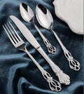 Silverware Set for 8 Stainless Steel Flatware Set Palace Style Hollow Relief Decoration 32 Piece Cutlery Utensils Include Knives Forks and Spoons Tableware Set for Home Kitchen Restaurant Party