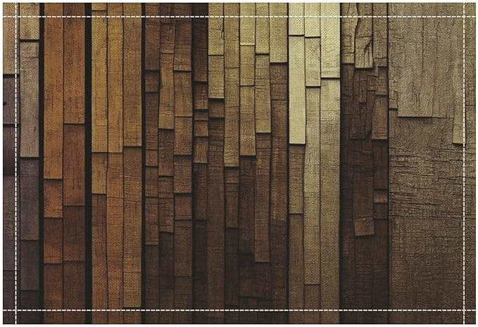 Retro Plank Placemat Set, Rural Old Shabby Brown Beige Farmhouse Barn Wooden Board Pattern Home Decor Linen Table Mats for Dining Room Kitchen Party (17x12in) x4P