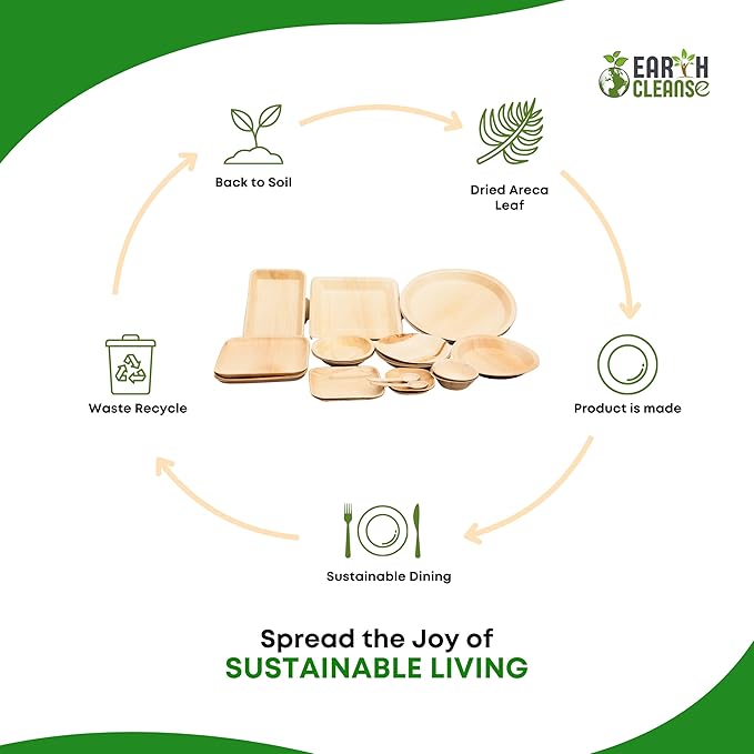 Areca Palm Leaf 11-Inch Square Plates (25 Count) – 100% Compostable, Biodegradable Like Bamboo Plates | Eco-Friendly Disposable Dinnerware | Microwave & Oven Safe