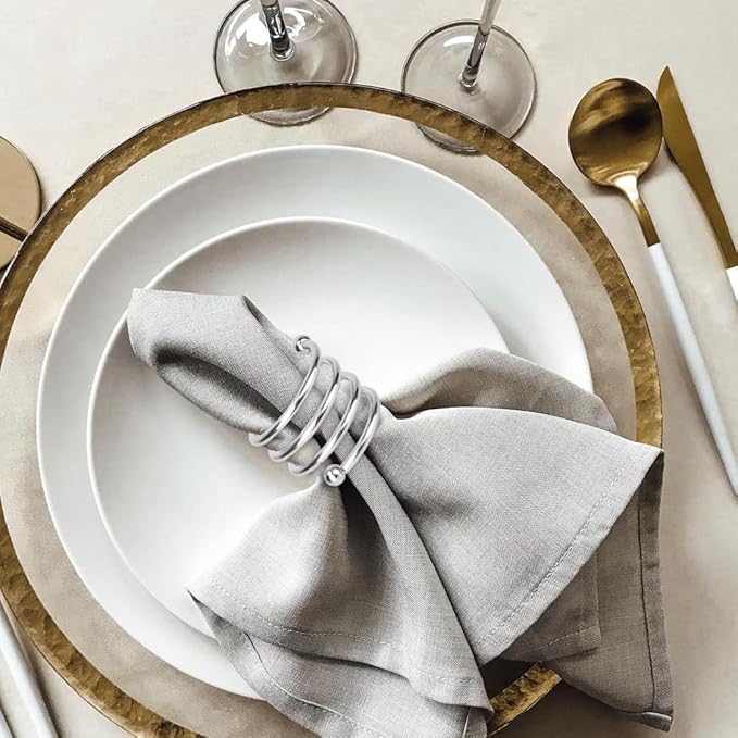 Silver Napkin Rings Sets of 12, Metal Napkin Holders Thanksgiving Fall Christmas Party Table Decorations Birthday Wedding Holiday Dinning Table Decor Gifts Idea for Home Host Family Gatherings