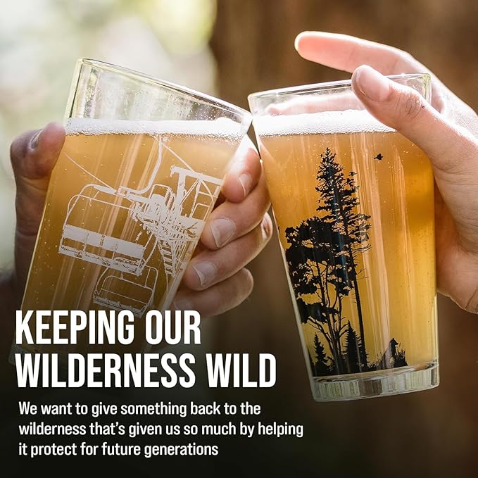 Black Lantern Pine Tree Forest Pint Glass Single 16oz Nature Beer Glass for Outdoor & Craft Brew Lovers