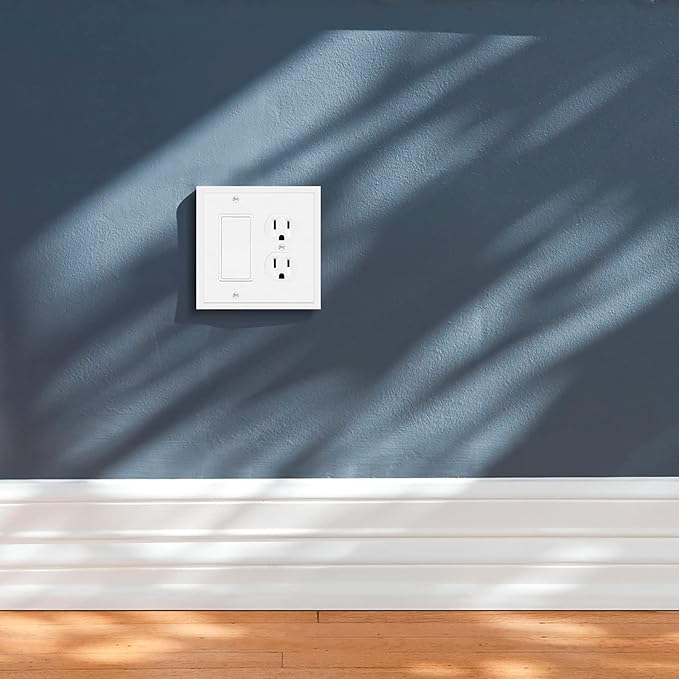 Henne Bery Modern Edge Decorative Wall Plate Switch Plate Outlet Cover, Durable Solid Zinc Alloy (Decorator/Duplex, White)